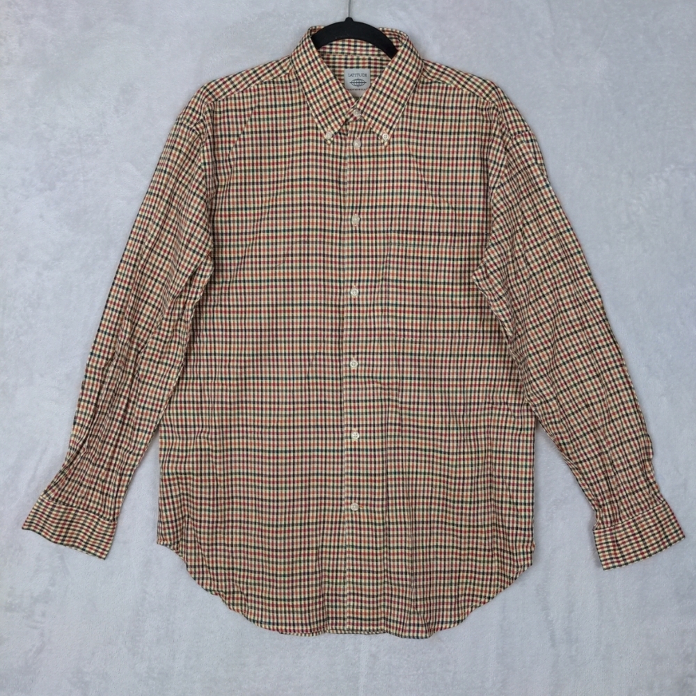 Latitude by Northern Isles Button Up Shirt Men Med Blue Red Plaid Office Church